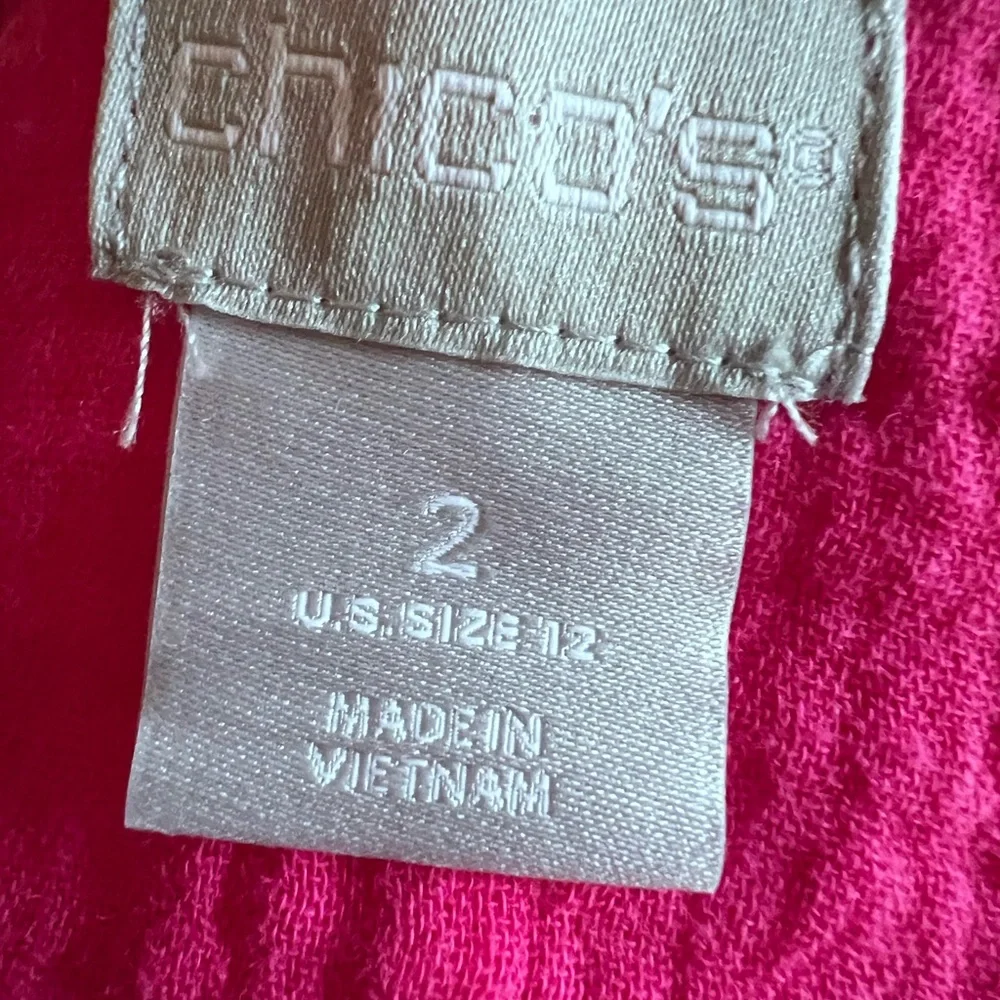 Chico's Vibrant Pink Midi Dress Size 2 Large Barbiecore Spring Loose Fit Pockets - Picture 3 of 10